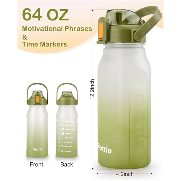 64 oz Plastic Half Gallon Time Marker Sports Water Bottles