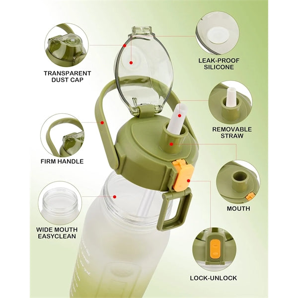 64 oz Plastic Half Gallon Time Marker Sports Water Bottles