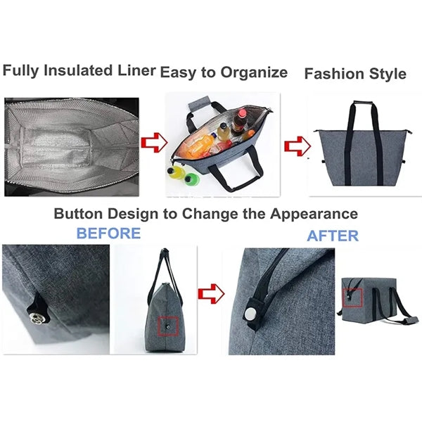 20L Collapsible Travel Insulated Cooler Grocery Bag