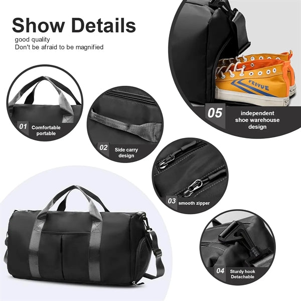 Sports Gym Bag with Wet Pocket & Shoes Compartment