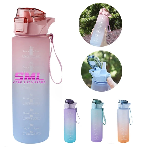 32 oz Drinking Water Bottle with Straw and Carrying Strap