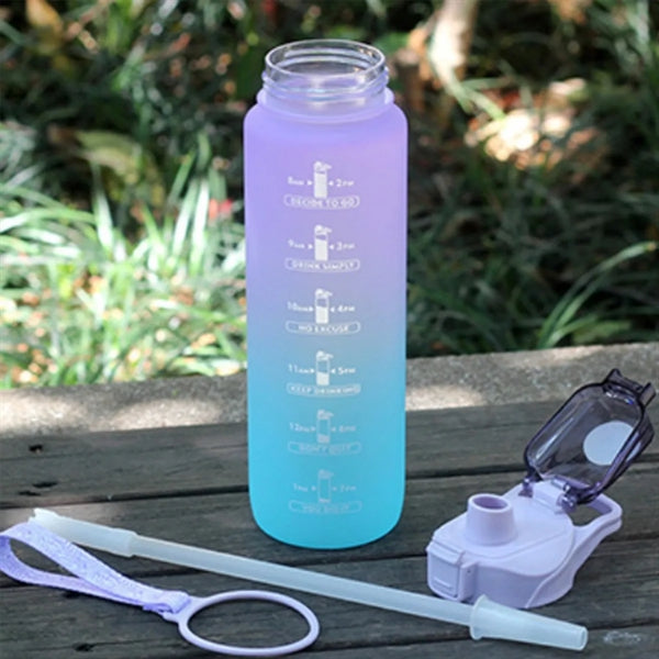 32 oz Drinking Water Bottle with Straw and Carrying Strap