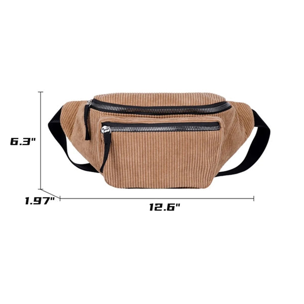 Corduroy Adjustable Strap Waist Bag for Travel Sports