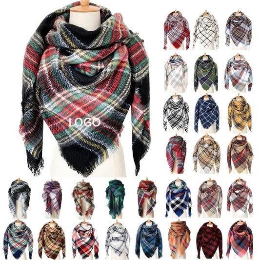 Plaid Blanket Women Oversized Long Scarves