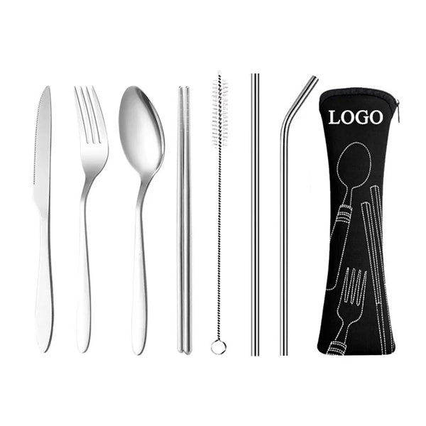 Stainless Steel Cutlery Set w/Neoprene Bag (7 Piece Set)