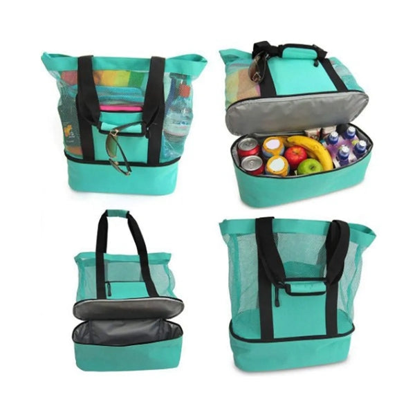 Detachable Mesh Beach Tote Bags with Cooler Compartment