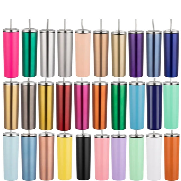 Stainless Steel Skinny Tumbler With Lids And Straws