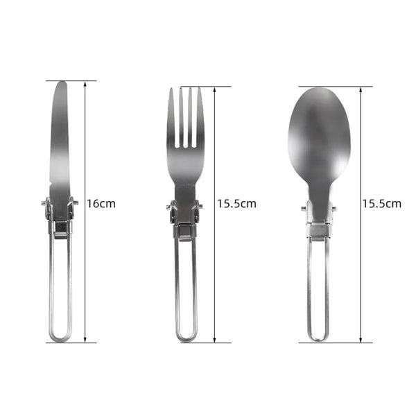 3pcs Stainless Steel Foldable Flatware Utensil Set W/pouch