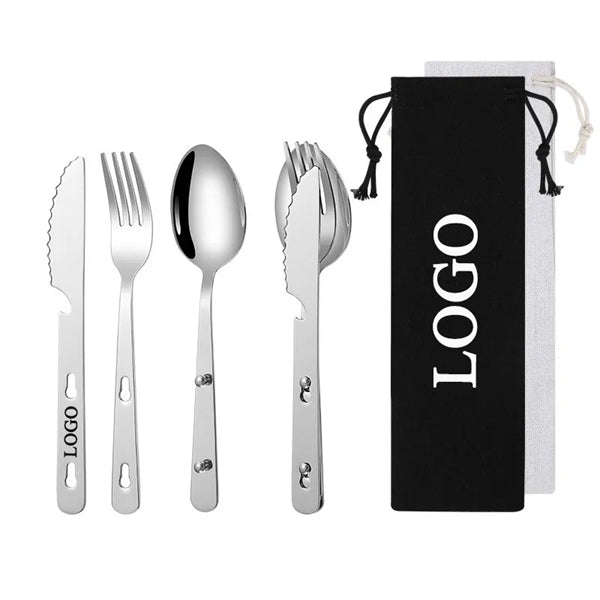 4-in-1 Stainless Steel Camping Utensils W/pouch