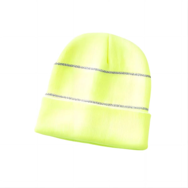 Knit Beanie With Reflective Stripes