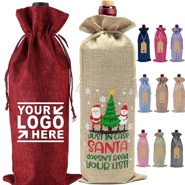 Burlap Wine Bags with Drawstring