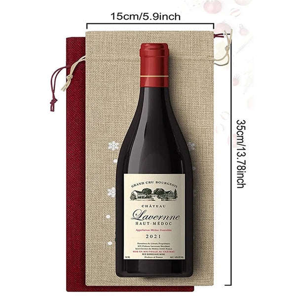 Burlap Wine Bags with Drawstring