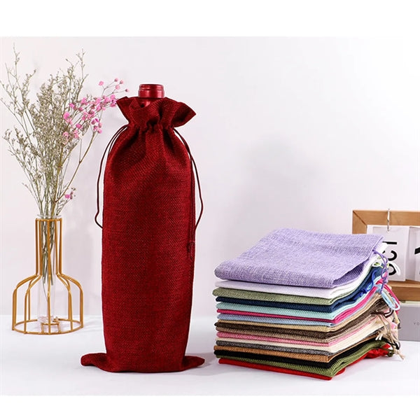 Burlap Wine Bags with Drawstring