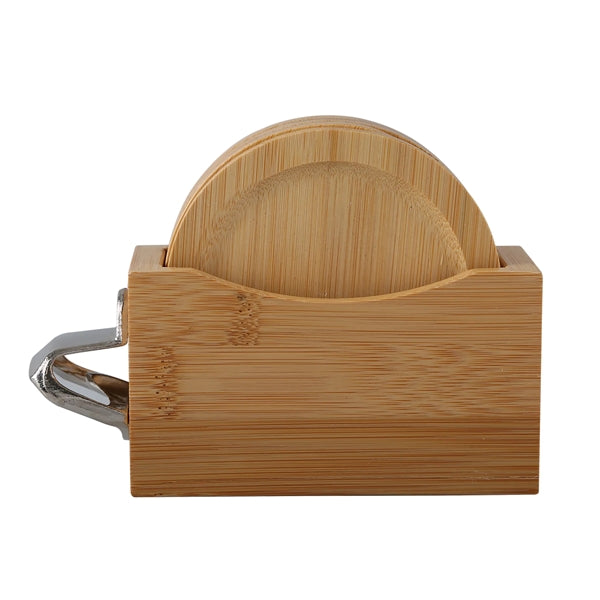 Bamboo Coaster Set With Bottle Opener