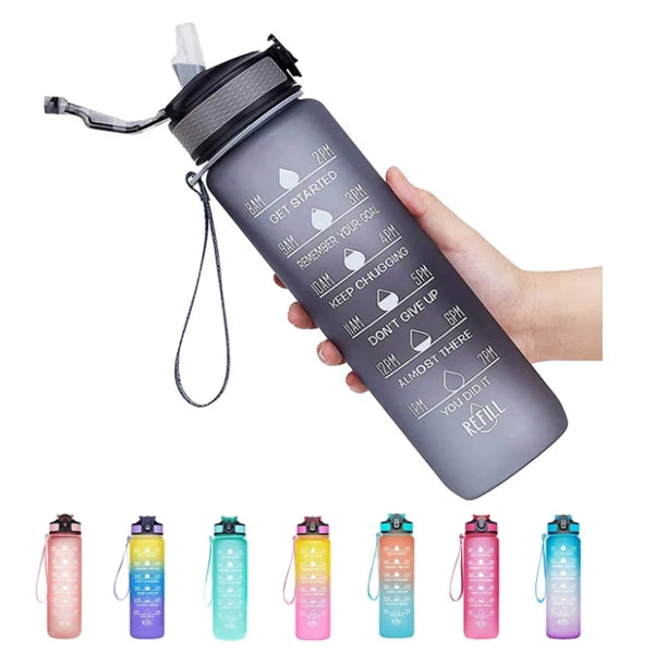 30OZ Gradient color Plastic bottle with time mark