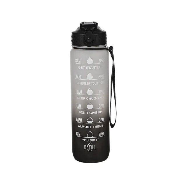 30OZ Gradient color Plastic bottle with time mark