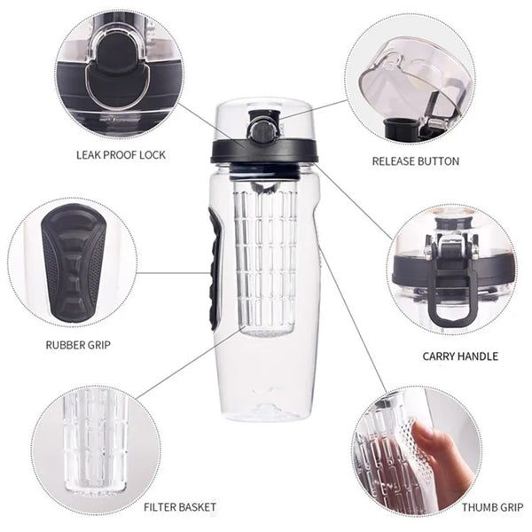 32 oz Fruit Infusion Tritan Bottle Drink Mixer Flip Top