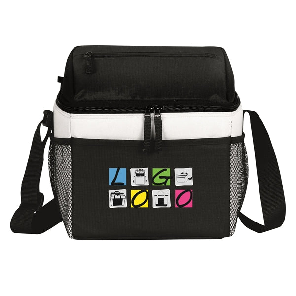 8 Can Dual Compartment Cooler Bag with Two-Tier Storage