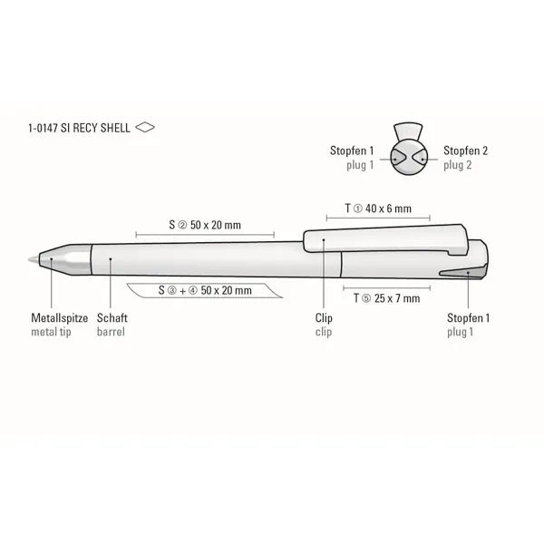 CRYS SI RECY shell Twist-Action Pen