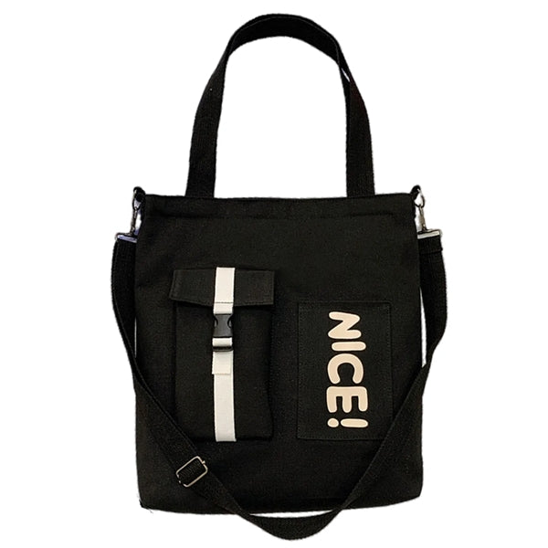 Canvas Tote Crossbody Bag for Students