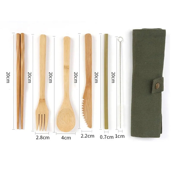 Bamboo Travel Portable Cutlery Set
