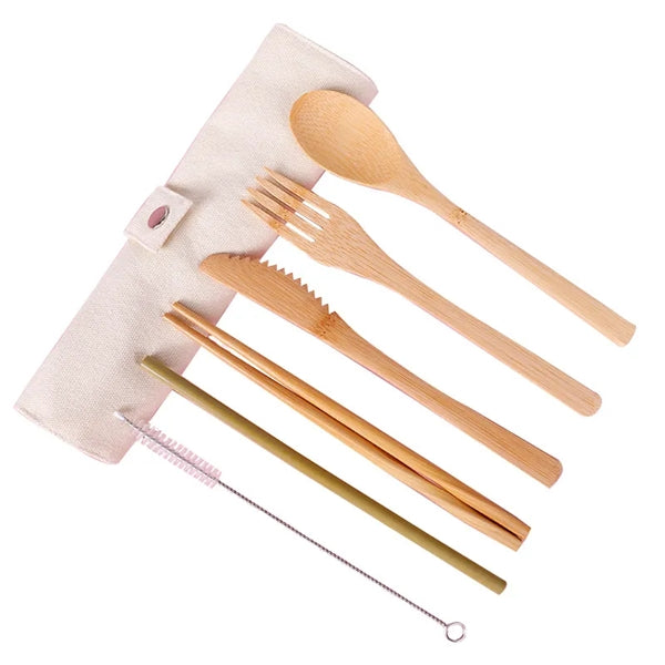 Bamboo Travel Portable Cutlery Set