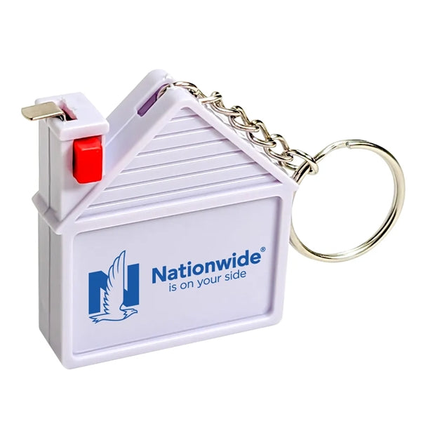 House Shape Measuring Tape with Pad and Pen Keychain