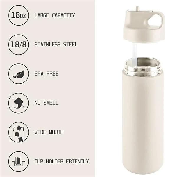 16Oz Insulated Water Bottle With Straw Lid