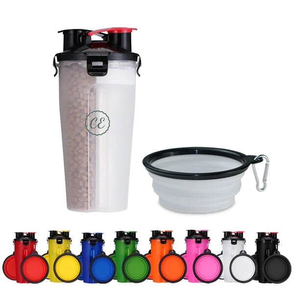 Pet Food Container-Water Bottle And Bowl 2 in 1