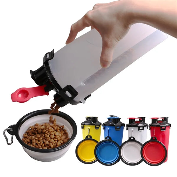 Pet Food Container-Water Bottle And Bowl 2 in 1