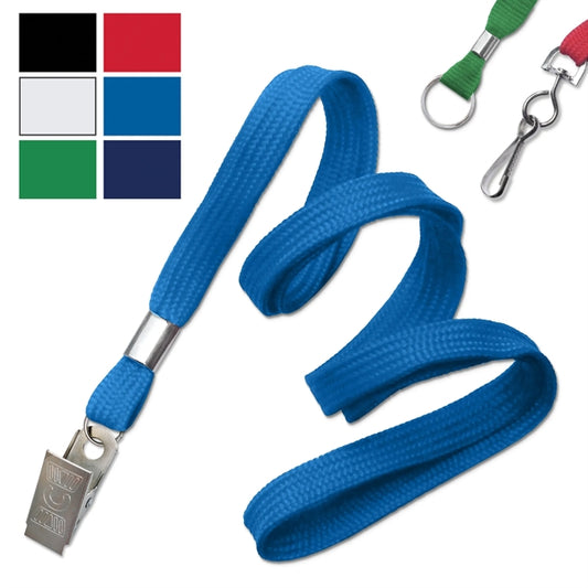 3/8" Blank Non-Breakaway Polyester Lanyard with Bulldog Clip