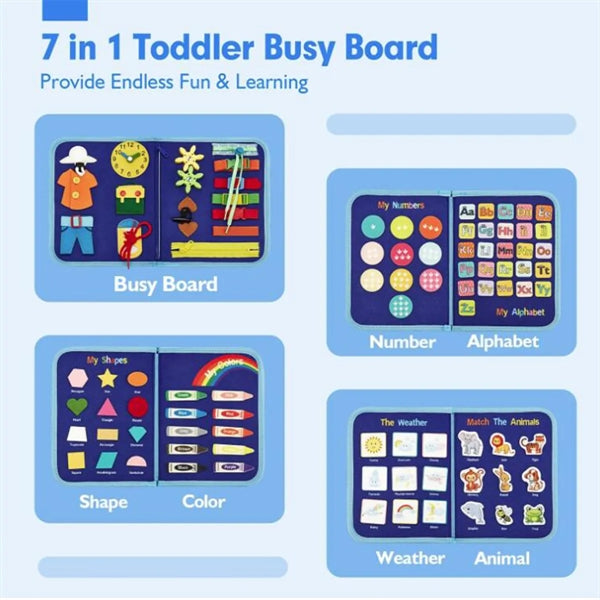 Busy Board - 7 in 1 Toddler Learning Activities Toys