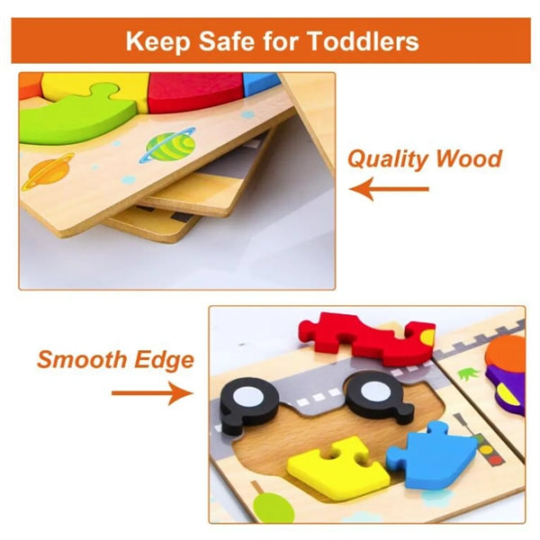 Wooden Toddler Puzzles Toys for 1 2 3 Years Old Boys Girls