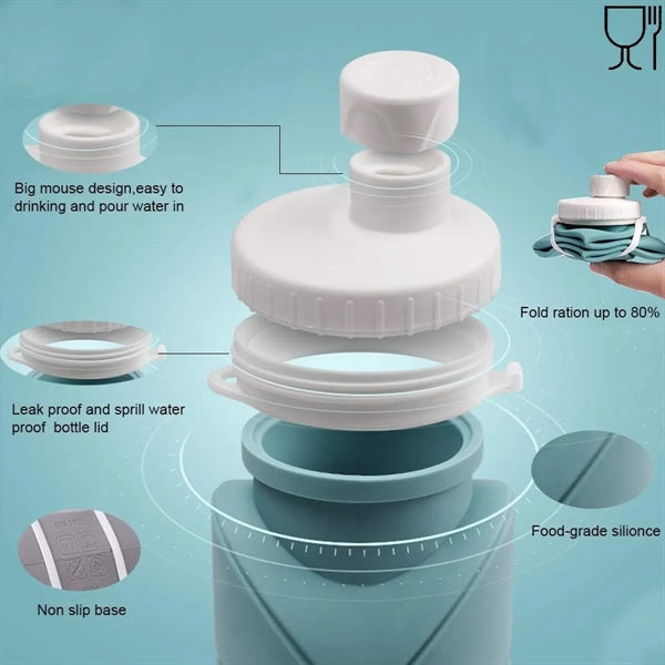 20oz Silicone Foldable Collapsible Water Bottle