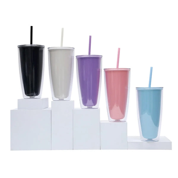 Double Wall Plastic Straw Cup
