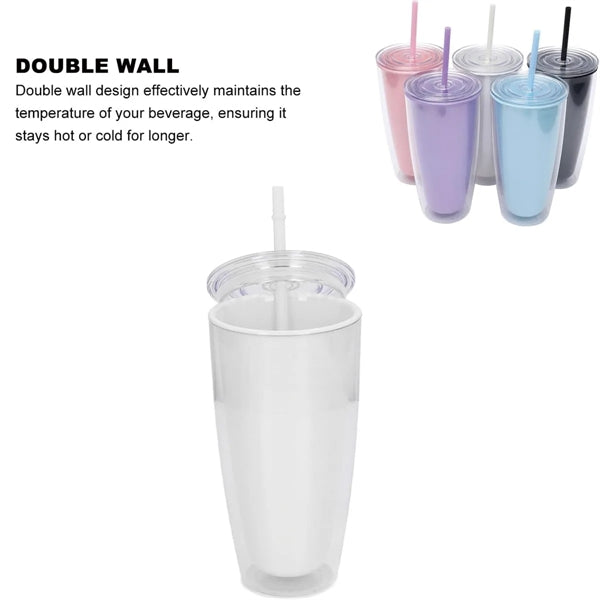 Double Wall Plastic Straw Cup
