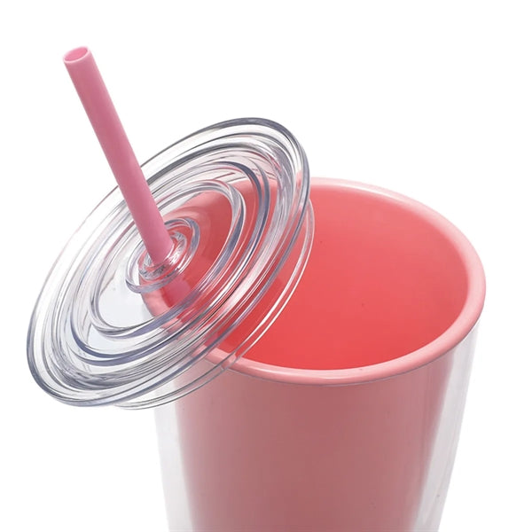Double Wall Plastic Straw Cup