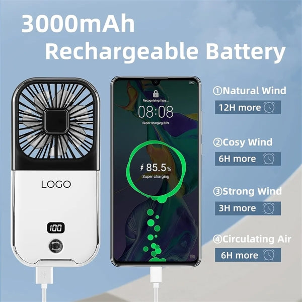 Hand-Held Portable Fan Mini Rechargeable Phone Holder