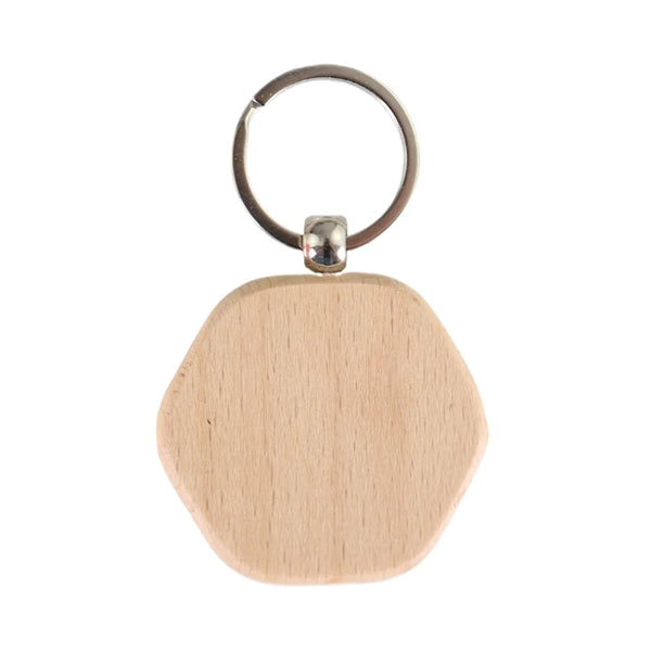 Hexagon Shaped Wooden Keychain