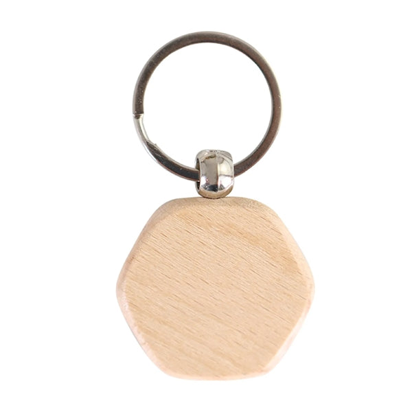 Hexagon Shaped Wooden Keychain