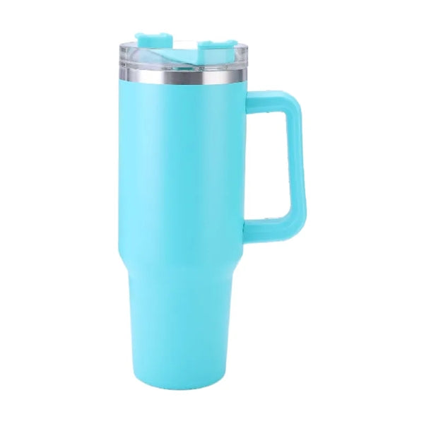 40 oz Stainless Steel Tumbler with Handle and Straw Lid