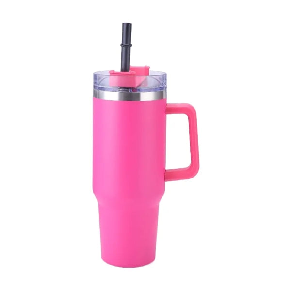40 oz Stainless Steel Tumbler with Handle and Straw Lid