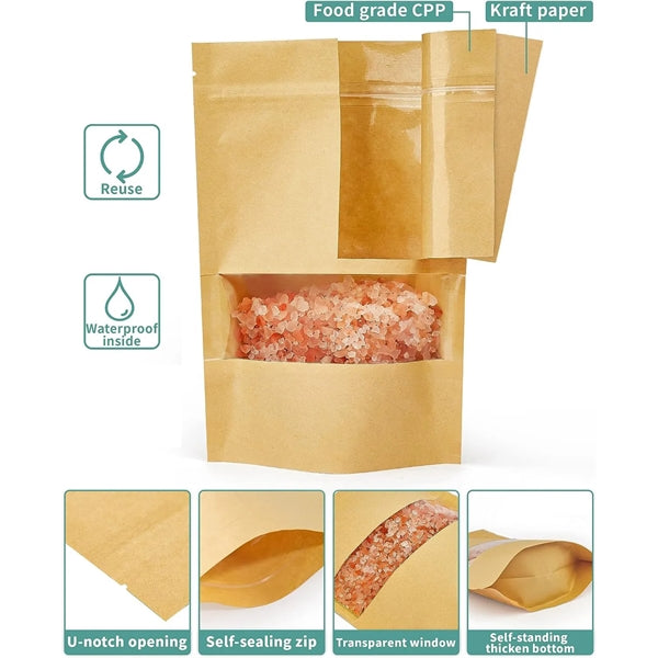 5.9" x 8.6" Kraft Paper Bags with Transparent Window