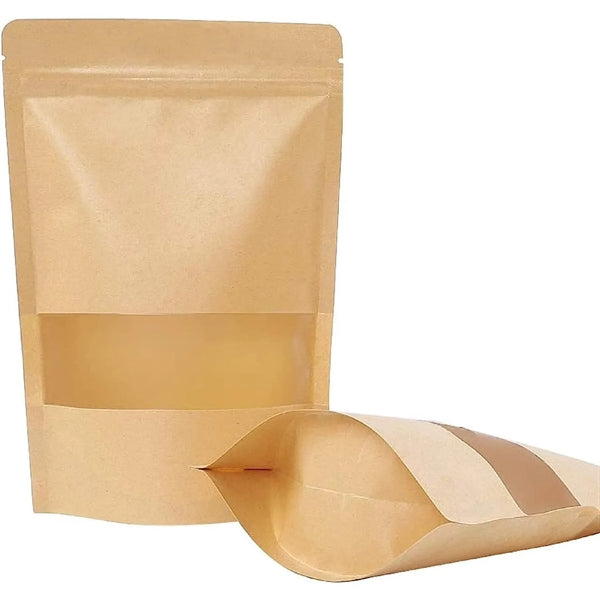 5.9" x 8.6" Kraft Paper Bags with Transparent Window