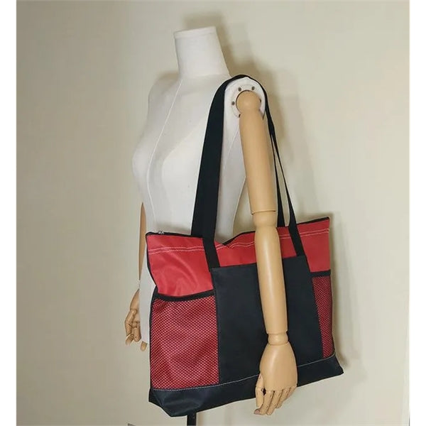 Oxford Tote Bag With Two Mesh Pockets