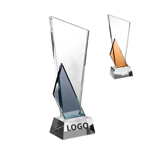 Crystal Trophy Award Plaque