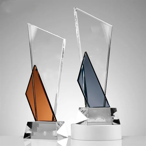 Crystal Trophy Award Plaque