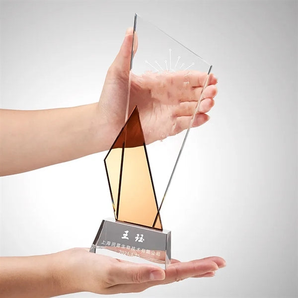 Crystal Trophy Award Plaque