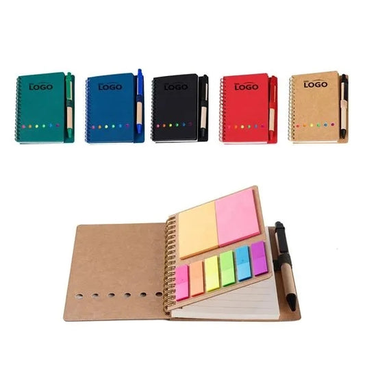 Spiral Pocket Notebook With Sticky Notes & Pen