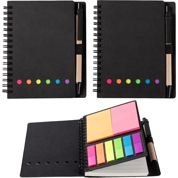 Spiral Pocket Notebook With Sticky Notes & Pen